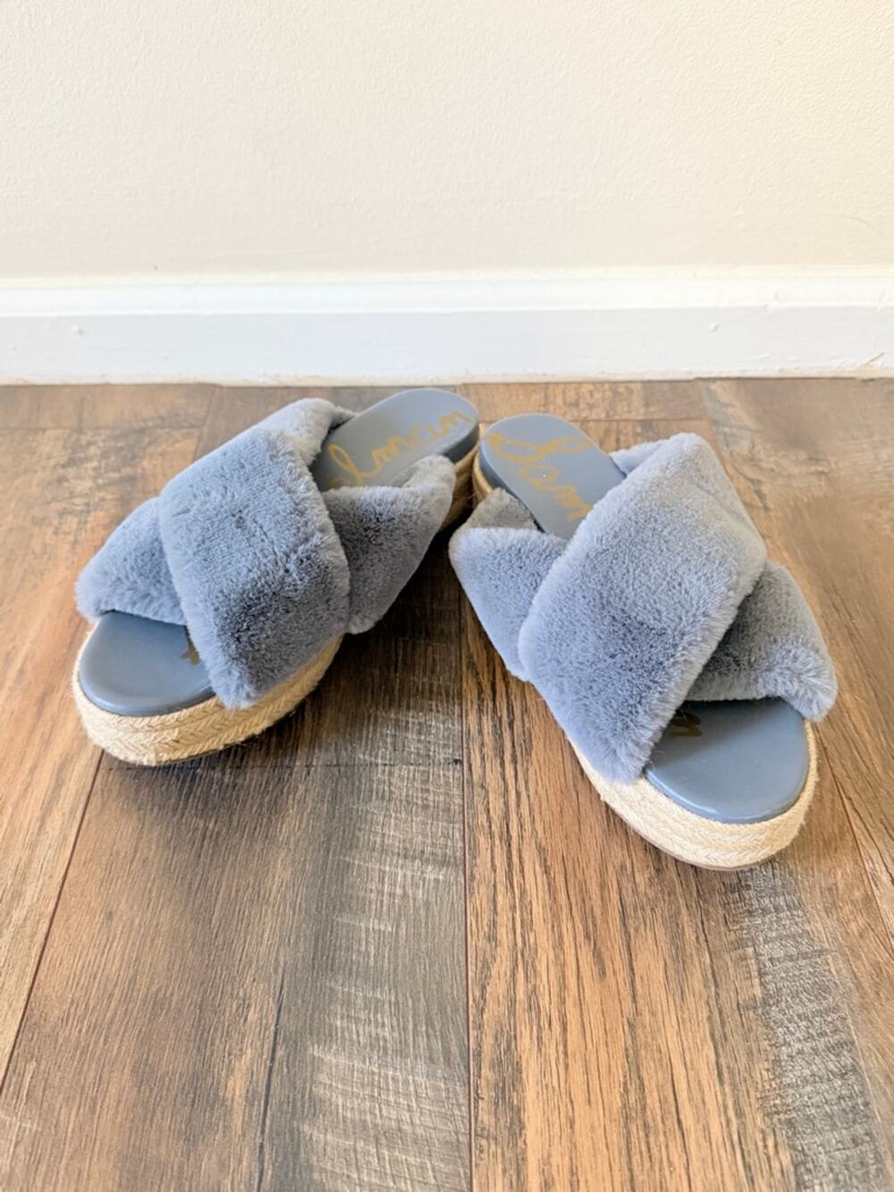 8.5 Espadrille wedge sandals mules | Sam edelman Zia Faux Fur | coastal bohemian